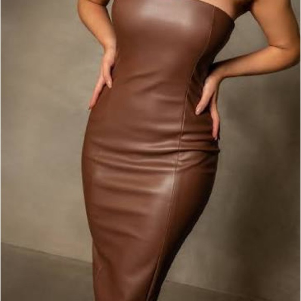 Meshki Brown Strapless Dress